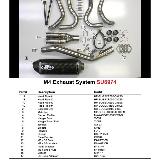 M4 Full System with Carbon Fiber Canister 2008-10 GSX-R750 - SU6974